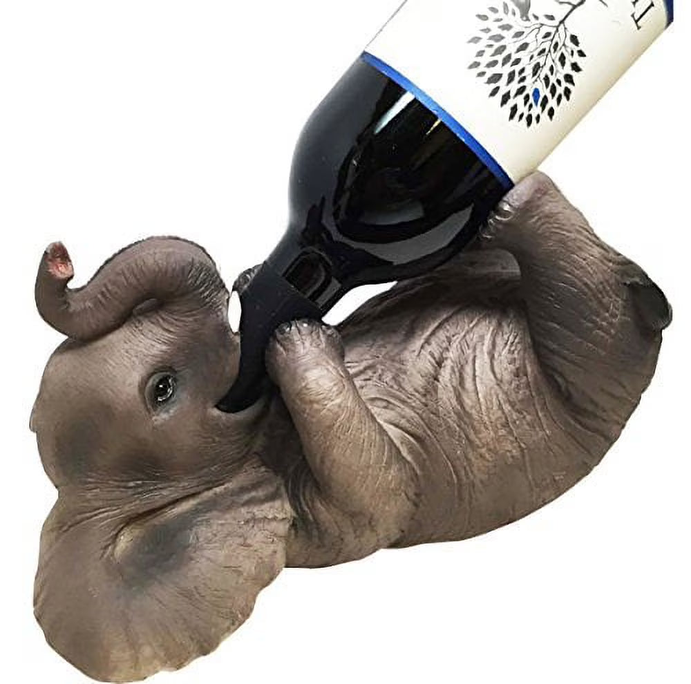 KITCHEN DECOR GIFT PLAYFUL SAFARI ELEPHANT OIL WINE BOTTLE HOLDER FIGURINE STATUE