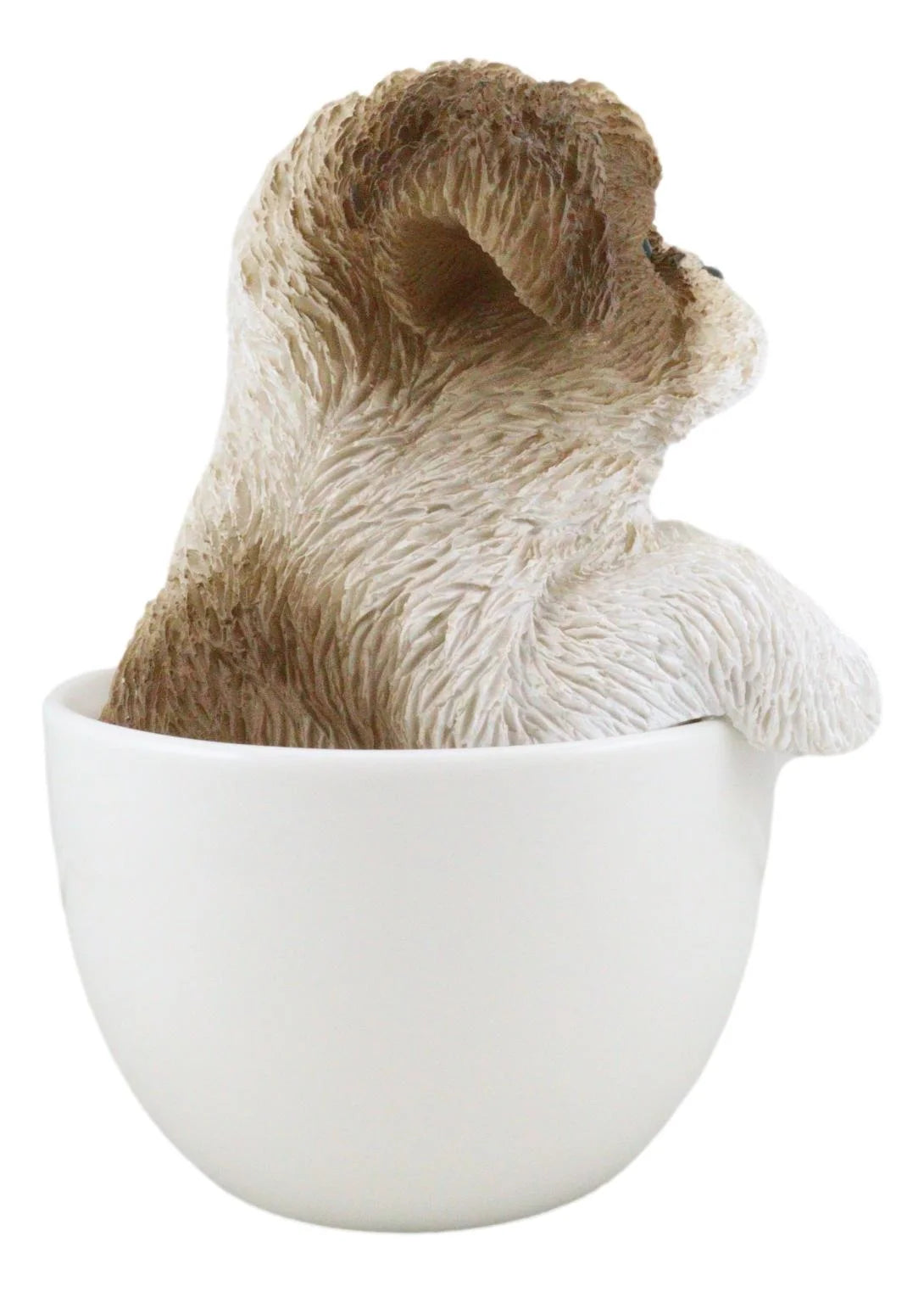 5.75” Realistic Shih Tzu Dog in Teacup Garden Statue, Hand Painted