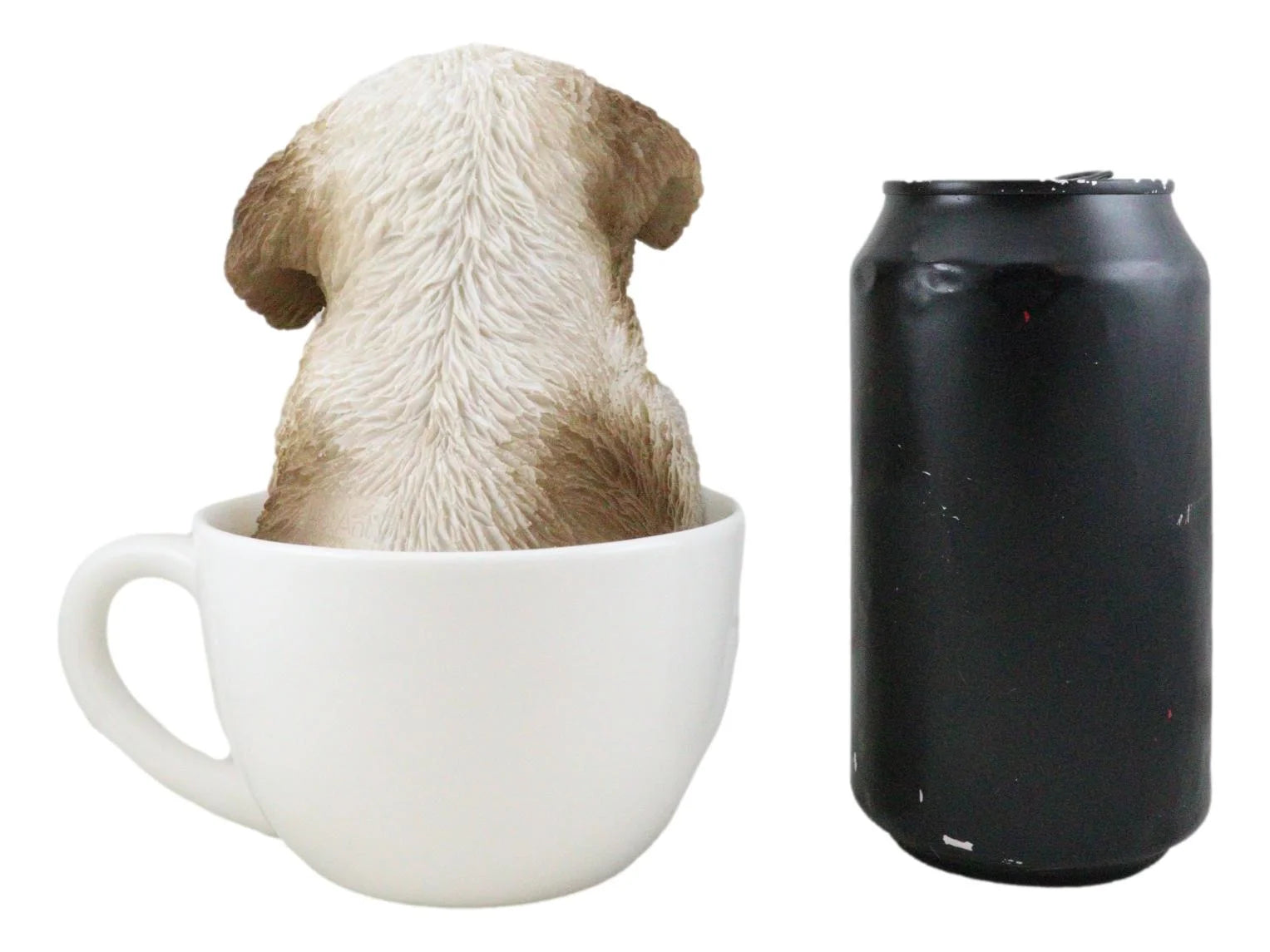 5.75” Realistic Shih Tzu Dog in Teacup Garden Statue, Hand Painted